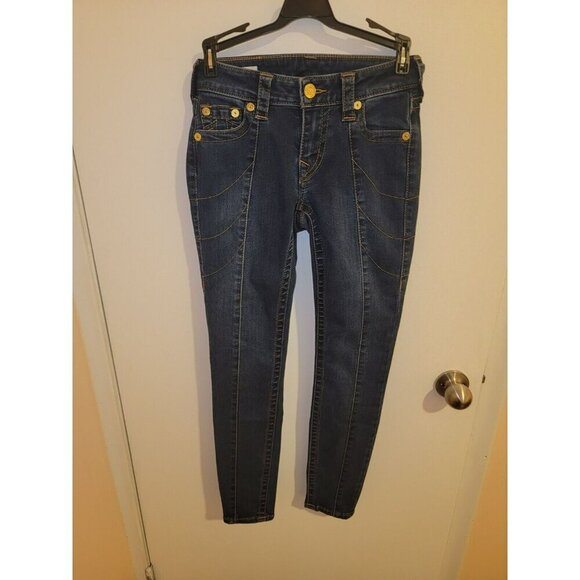 True Religion Blue Skinny Jeans Jennie Curvy Mid Rise WomenS 24W X 28L 24X28 - Picture 1 of 9
